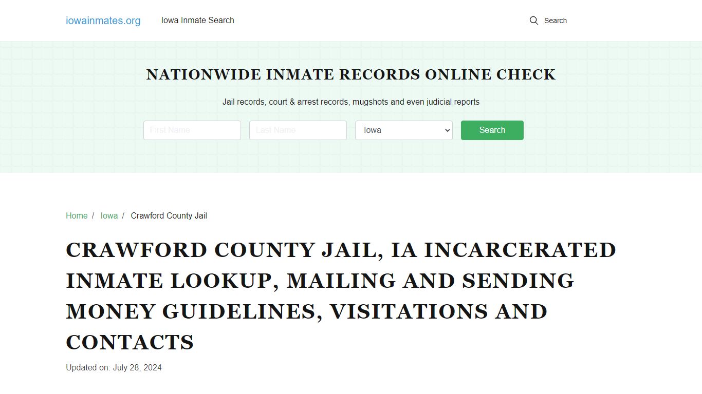 Crawford County Jail, IA: Find an Inmate, Visitation & Contact Info