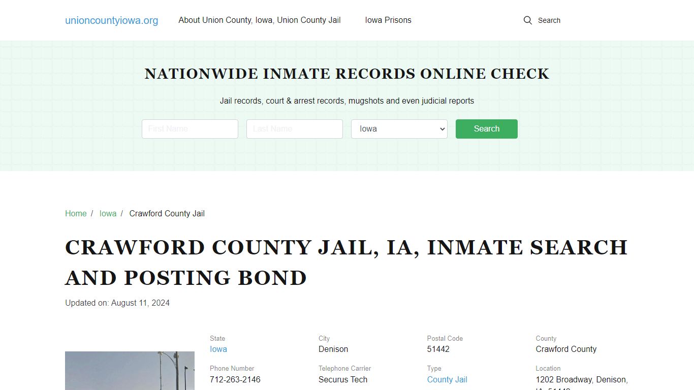 Crawford County Jail, IA, Inmate Search, Visitations